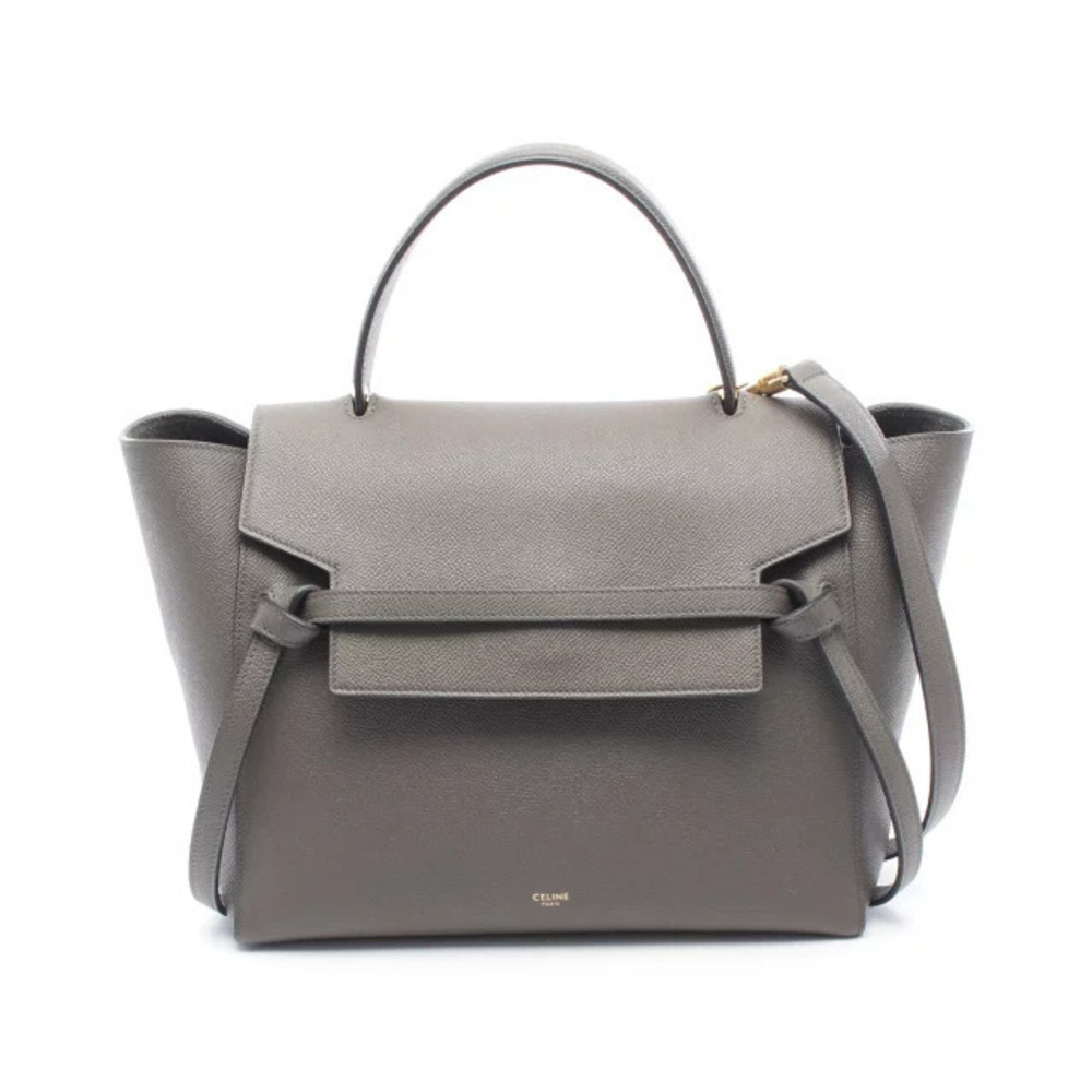 Celine Belt Leather Crossbody BAG handbag leather gray